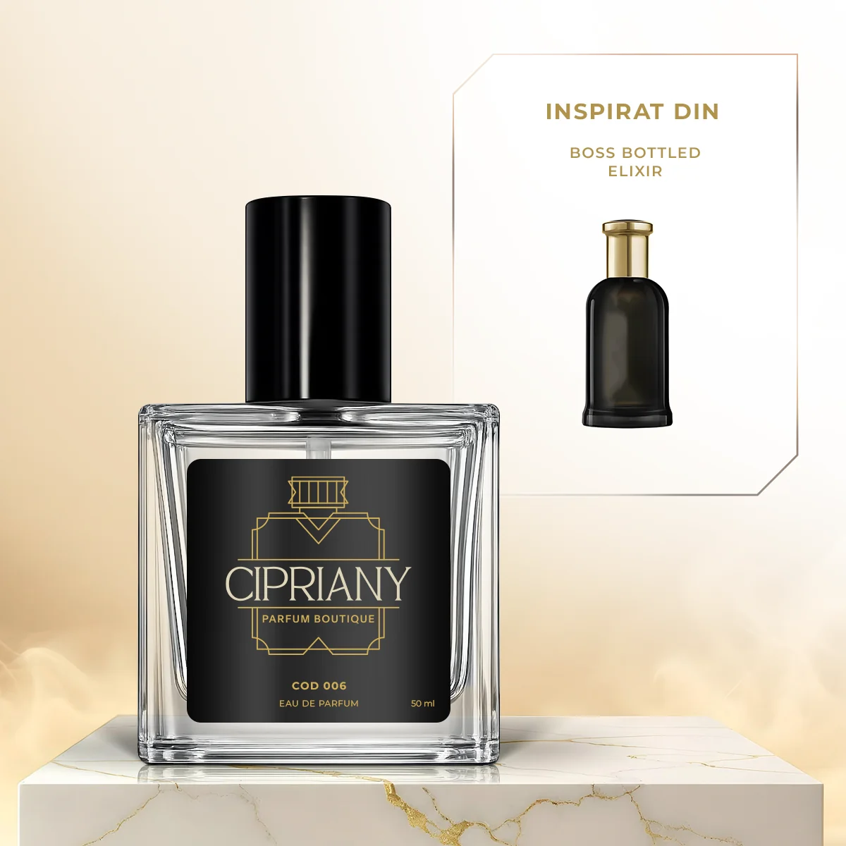 Extract de parfum Cipriany 50 ml 006 inspirat din Boss Bottled Elixir - Hugo Boss