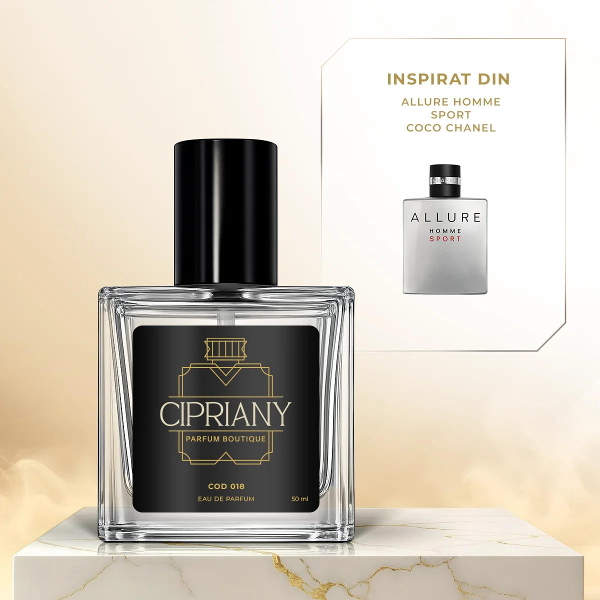 Extract de parfum Cipriany 50 ml 018 inspirat din Allure Homme Sport - Chanel